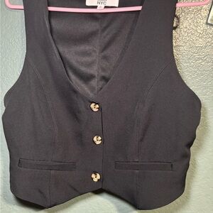 NYC Women's Black Buttoned Vest Top